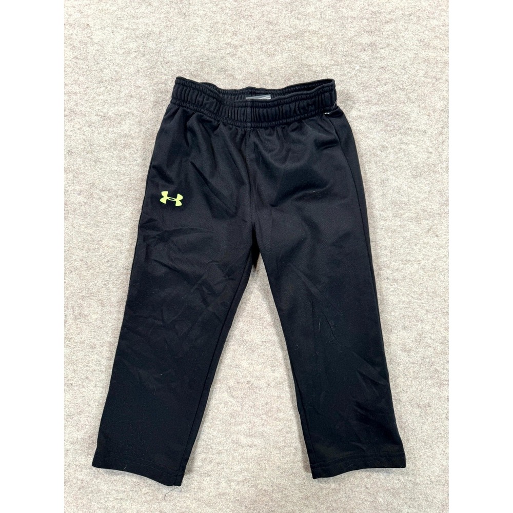 Under Armour Track Pants Kids 2T Black Straight Leg Athletic Running Pull On